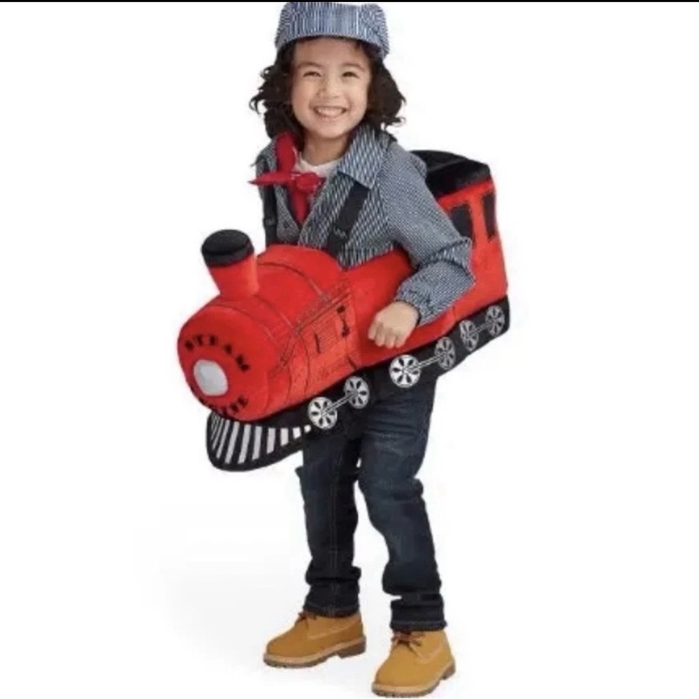 Authentic kids red and black steam train Halloween costume